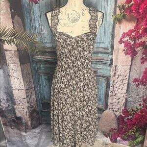Dress Barn brown and white dress, size 4, fair condition